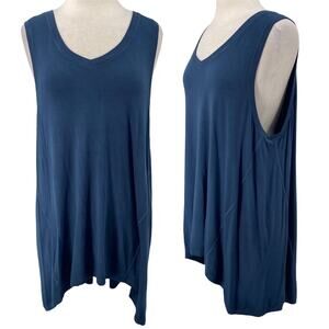 Soft Surroundings Navy Blue V-Neck Sleeveless Tank Top - Plus Size 1X